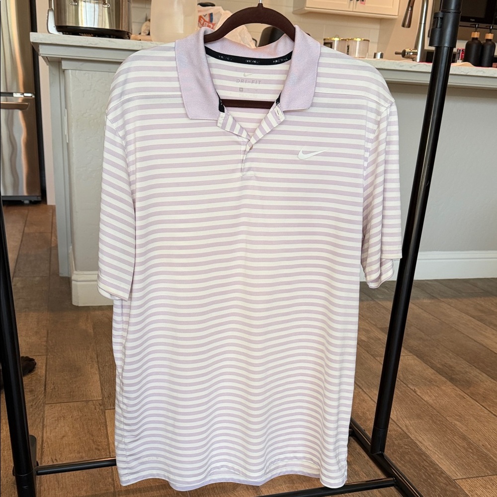 Nike Lavender and White Striped Polo